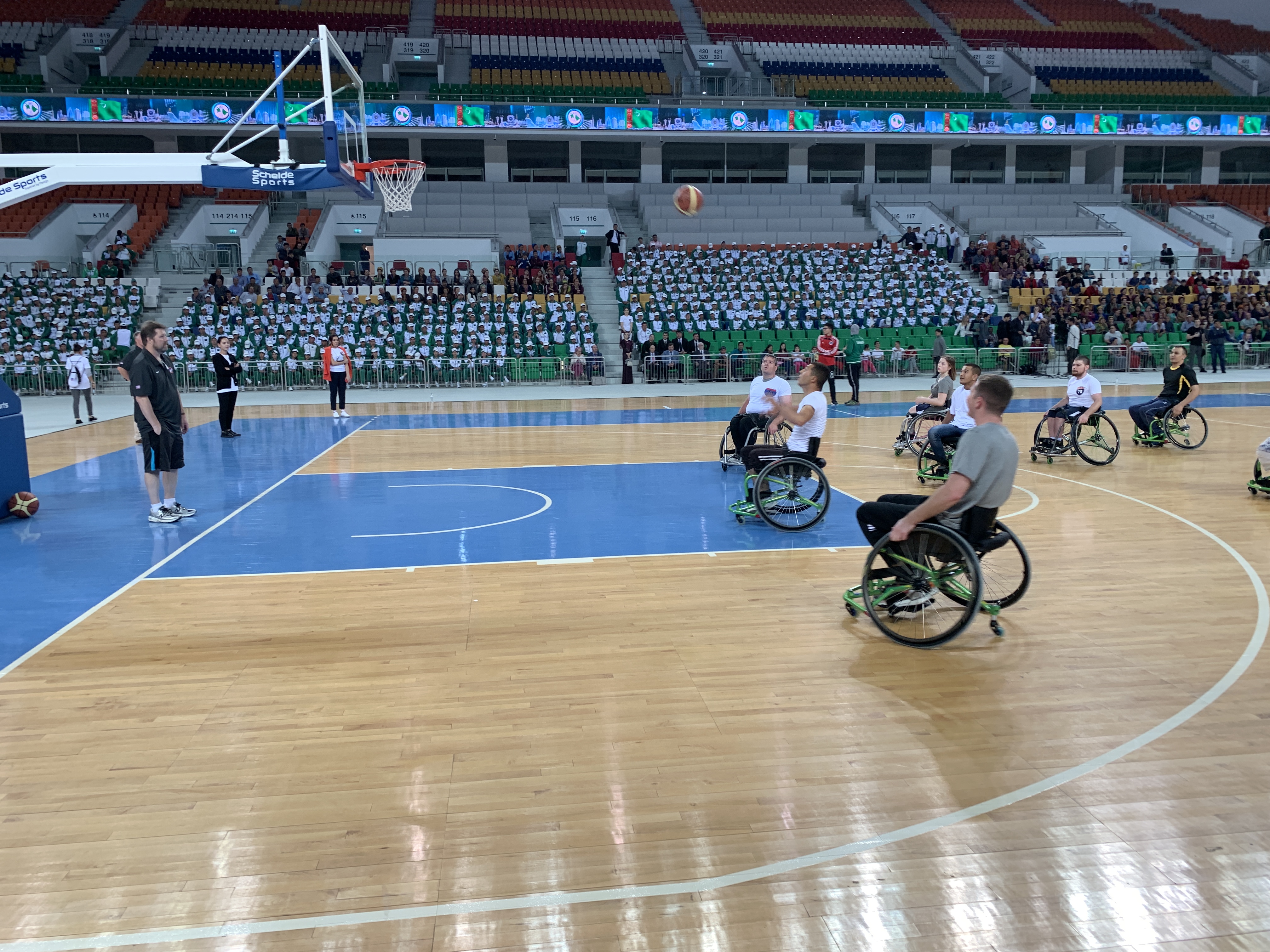 athletes playing wheelchair basketball